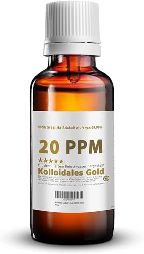 Natur Total Kolloidales Gold 20 PPM - 100 ml Tropfen hoch konzentriert (Reinheitsstufe 99,99%)