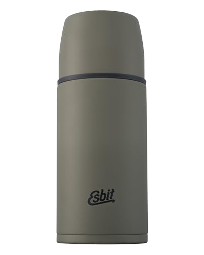 Esbit Classic Isolierflasche 750ml - Thermoskanne für warm & kalt - Thermosflasche mit 2 Bechern - Trinkflasche Edelstahl - Auslaufsicher - Olivgrün