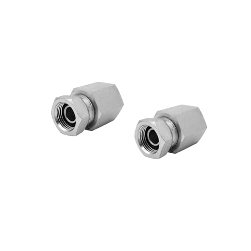 Image of (2-PACK) 1405-08-06 Hydraulic Hose Adapter Fitting 1 /2 inch Female (1 /2 inch-14NPTF)x3 /8 inch Female Swivel (3 /8 inch-18NPSM) Straight Pipe Connector Carbon Steel