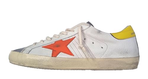 Golden Goose Zapatillas Hombre Vintage Superstar 82394 Blanco, Naranja, White Grey Orange Yellow, 42 EU