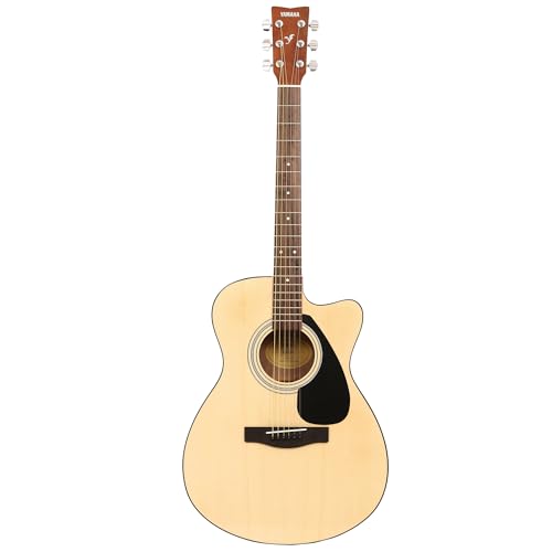 Yamaha FS80C Acoustic Guitar – 6-String, Stainless Steel, Natural Finish, Concert Body with Cutaway Design, Rich Tone, Comfortable Playability, Durabl