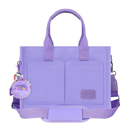 Image of BECOJADDE Structured Canvas Tote Bag for Women, Multi-Compartment Zippered Purse for Work Bible Travel