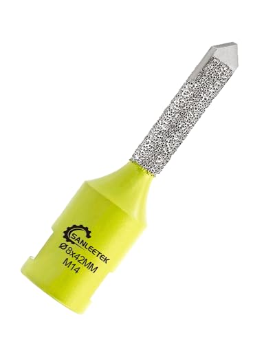 SANLEETEK Broca Diamante para Mortero - Fresa Diamante con Punta de Carburo Posicionador para Eliminar Mortero y Agrandar Agujeros en Ladrillos de Mampostería, 8mm x 42mm, M14 Rosca
