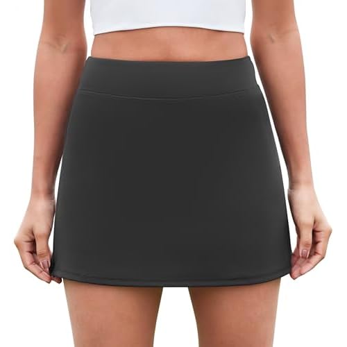 DLOODA Womens Skort Tennis Skirt with Pocket Shorts Mini Golf Skirts High Waisted Athletic Skorts Summer Workout Black X-Small