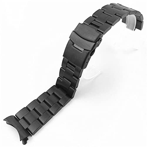 ZZDH Uhrenarmbänder Edelstahl Ersatzband Metall Uhrarmband Gebogene Uhr Band Wechselarmband Uhr Armband Watch Wrist Strap Band Replacement 18mm 19mm 20mm 21mm 22mm 24mm (Color : Black, Size : 21mm) Cover