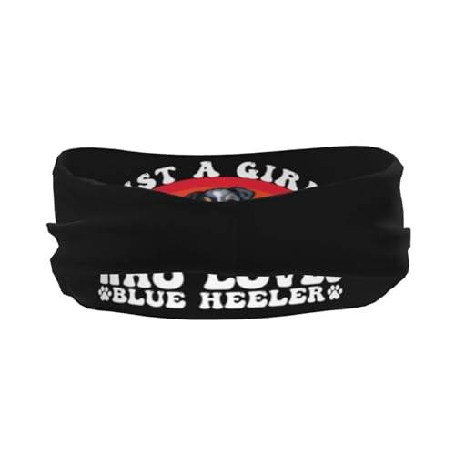 Just A Girls Who Loves Blue Heeler Adjustable Sports Headband Moisture Wicking Sweatband for Running Workout3