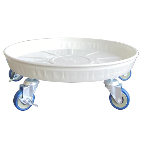 SIAMO Organizador para plantas con ruedas, soporte grande de metal resistente con ruedas, para uso en interiores y exteriores, 20 pulgadas, color blanco