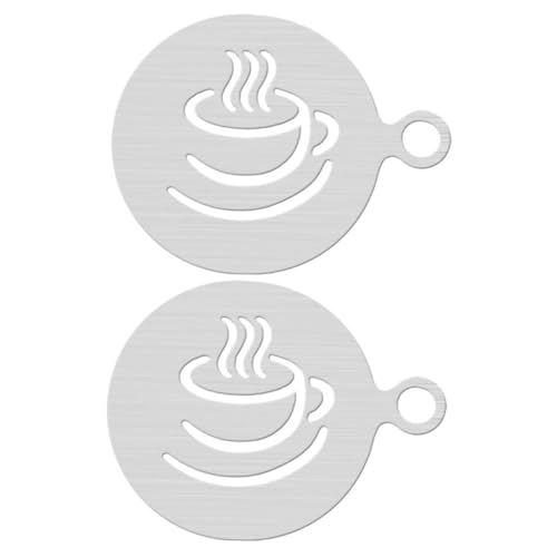KICHOUSE 2piezas Plantillas De Café De Acero Inoxidable Arte Latte De Fácil De Limpiar y Duradero Para Cappuccinos y Chocolates Calientes