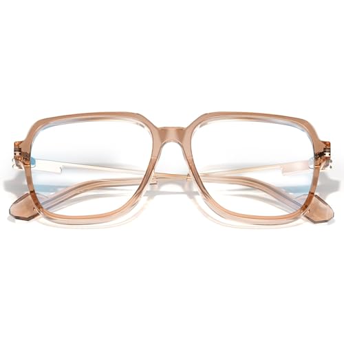 Image of VISOONE Oversized Blue Light Blocking Glasses with Chic Square TR90 Frame and Metal Temple for Women Men Ryan