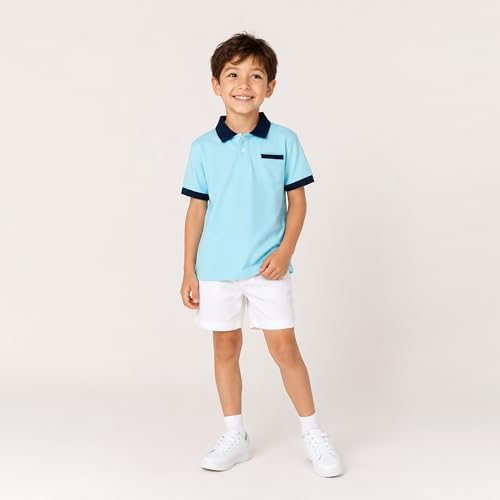 Image of Mud Kingdom Boys Polo Shirt Short Sleeve School Uniform Pique Polo Summer