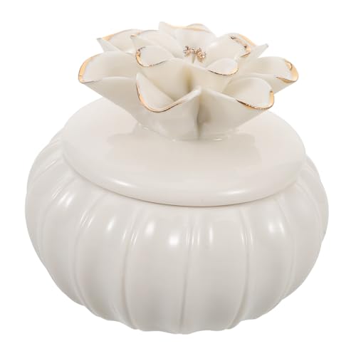 Healifty Caja Decorativa Vintage de Cerámica para Joyas Tarro Pequeño para Almacenamiento de Accesorios Recipiente de Porcelana para Dormitorio y Sala Caja Artesanal Detallada para