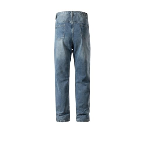 High Street Washed Old Waist Button Decorative Pants Men s and Women s Same Jeans2