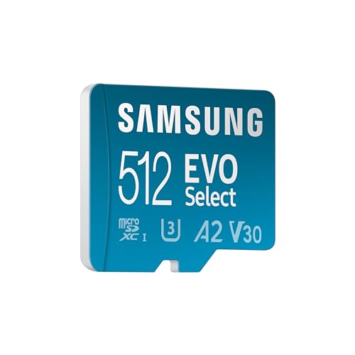 Samsung Carte mémoire microSDXC, Evo Select MB-ME512SA/EU, 512 Go, vitesse de lecture 160 Mo/s¹, fournie avec adaptateur SD