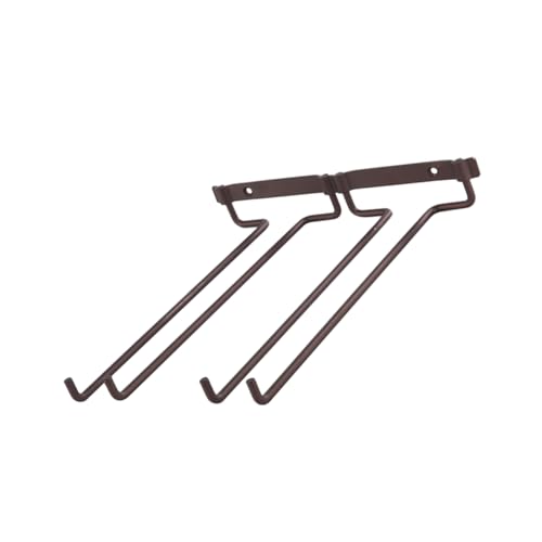 DECHOUS Hanging Holder Double Rows Upside Down Goblet Rack Stylish Iron Wine Shelf for Kitchen Bar Display Matte Bronze Secure Storage for Wine Cups