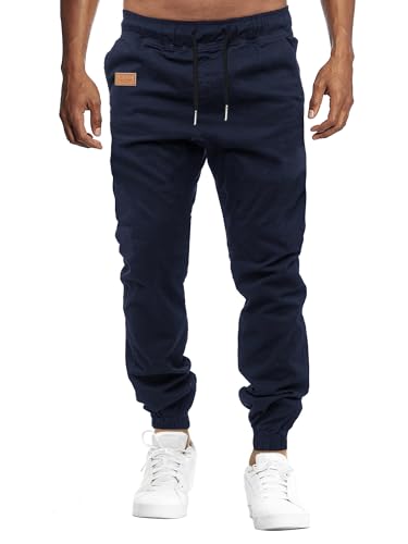 VMSUCIJ Herren Hose Chino Cargo Hose Jogginghose Baumwolle Casual Jogger Männer Modern Sport Jogginghosen für Herren Sweatpants mit elastischem Bund und Kordelzug und Taschen,Blau 01,XXL