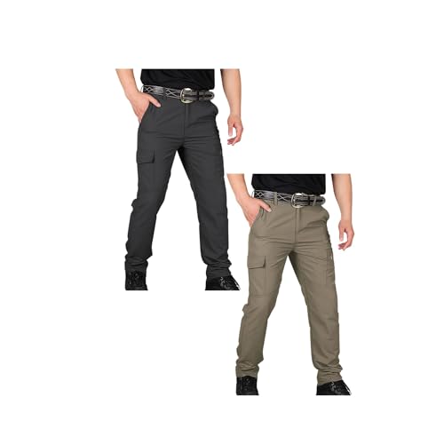 Genérico 2PCS Pantalones De Trabajo Hombre Multibolsillos Deportes Pantalones De Guardabosques Confortable Múltiples Bolsillos Pantalones De Proteccion