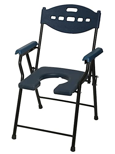 Image of AMONE Folding Commode Chair, Elderly Disabled Man And Pregnant Woman Stainless Steel Shower And Bathing Room Mobile Toilet Seat for Elderly, Safe Toilet Stool - 110 Kg Capacity