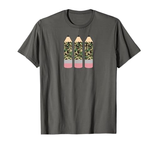 First Day Of School Camouflage Pencil Trio Teacher T-Shirt