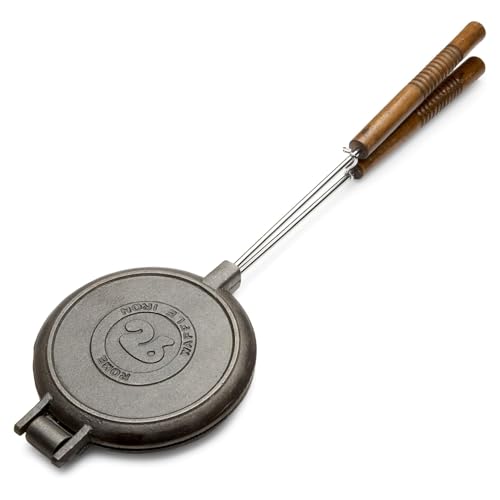 ROME Chuckwagon Cast Iron Waffle Iron For BBQ Grill and Campfire Use, 1028