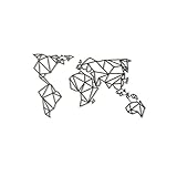 Fortuna Carte du Monde en métal Décoration Murale géométrique 100 x 60 cm, Noir, 100x60