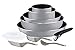 Tefal Ingenio Essential - Juego de 3 Sartenes y 2 Cazos + Accesorios: Sartén de 24/26/28 cm y Cazo de 16/18 cm, acero inoxidable, mango intercambiable, antiadherente, Thermospot, apto lavavajillas