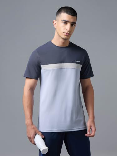 Image of TECHNOSPORT Men's Slim Fit Half Sleeve Crew Neck T-Shirt, MATPIQ Quick Dry Moisture Wicking Stretchable Sports Gym and Casual Wear