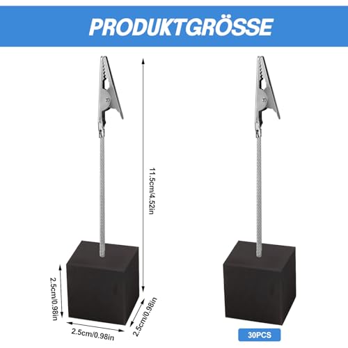 30 Stück Fotohalter mit Klammern - Postkartenhalter, Memo Clip Halter Ständer, Fotohalter mit Klammern, Holz Fotoständer, Tischkartenhalter mit Krokodilklammer Fotohalter für Heimdekoration, Schwarz