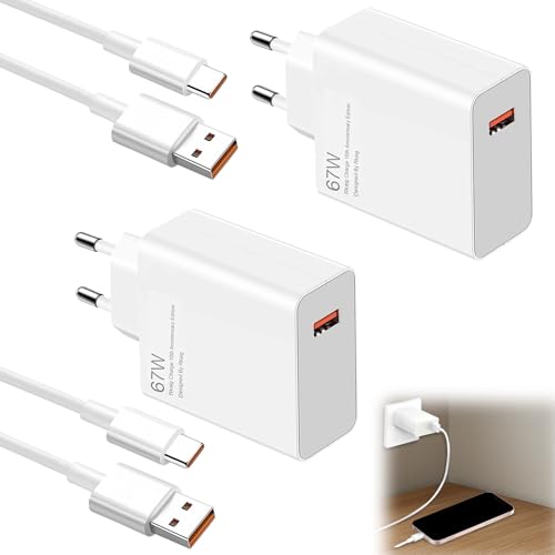 Ebksqs 4PCS 67W Schnellladegerät + 2M Typ C Ladekabel 6A Schnelllade-Set für Redmi Note 14 Pro 5G 13T/13T Pro Poco X6/X5 Mi 13/12