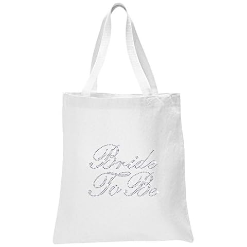 Varsany Large Beautiful Luxury White Cotton Bag with Rhinestones, Wedding Gift Bride To Be Cover