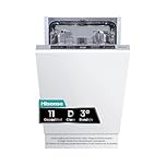 Hisense HV543D10 - Lavavajillas 45Cm, Encastre, Clase D, CAPACIDAD 11, Tecnología Inverter, Apertura Automática de Puerta, 3er Bandeja, Lavado Rápido 30', Integrable