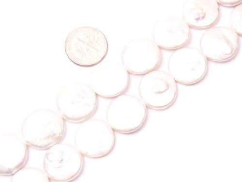 16mm Coin White Freshwater Pearl Beads Strand 15 Inch Jewelry Making Beads
