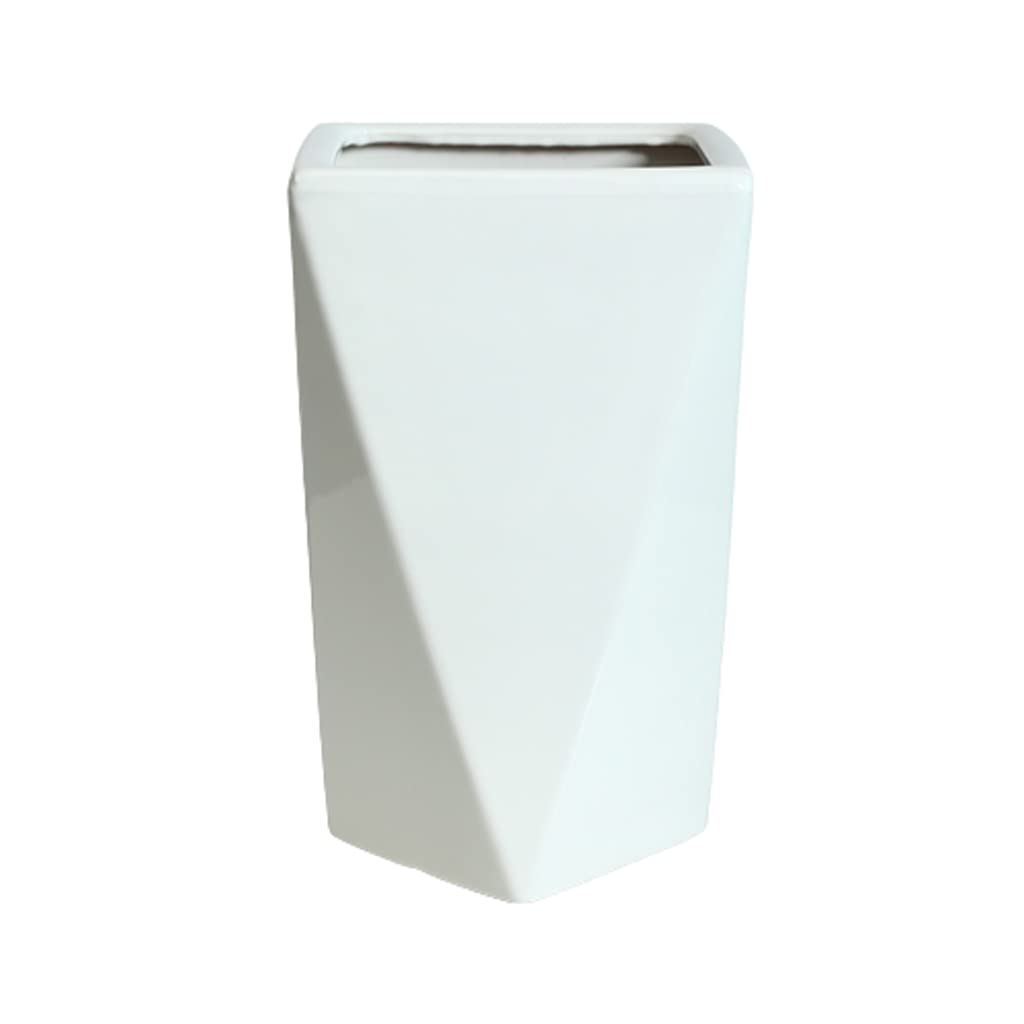 Vasi da Giardino Vasi da Fiori a Geometria Moderna, vasi per Piante in Ceramica per Interni ed Esterni con Fori di drenaggio per Decorazioni per la casa e L'Ufficio, Bianco