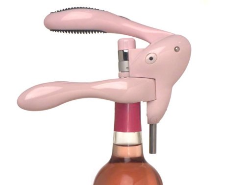 Rabbit Original Lever Corkscrew with Foil Cutter and Extra Spiral, Pink