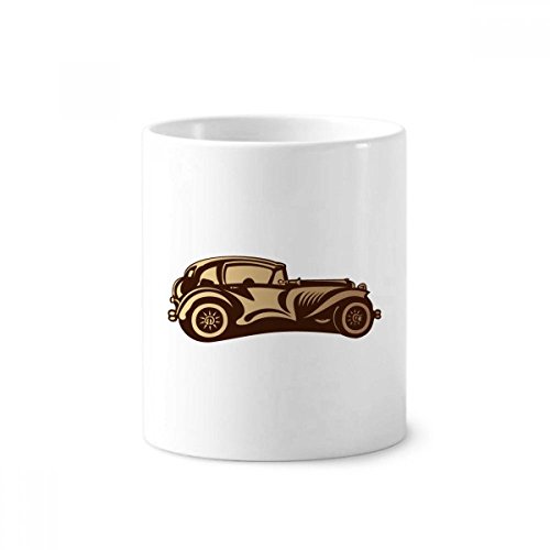 Tasse blanche de 350ml avec silhouette de voiture marron pour bureau et bain