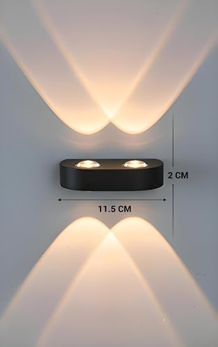 Image of FILLISKA Ultra Slim LED Indoor /Outdoor Wall Light, IP-65 Rainproof & Shockproof Body. (Slim MattBlack 2up + 2down)(2 Year Warranty)