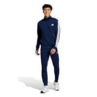 adidas Herren SPORTSWEAR BASIC 3 STRIPES TRICOT TRACKSUIT, Dark Blue, L