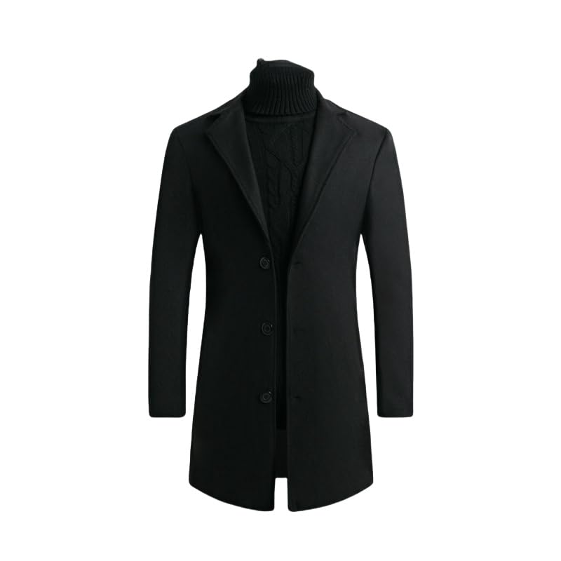 Design del trench da uomo: trench da uomo di lunghezza medio-lunga, trench monopetto a maniche lunghe, cappotto da uomo, collo casual con revers a lancia, pratiche tasche per i tuoi oggetti, trench slim fit in lana con orlo spaccato, mette in mostra la tua bella figura e ti consente di muoverti liberamente, valorizzando il tuo profilo generale.