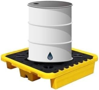 Modular Spill Containment Tray - Yellow Plastic Non-Spill Platform, Moisture Resistant, 72x72x16cm, Ideal for Chemical Storage & Hazardous Material Safety