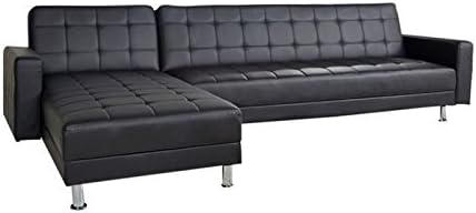 Gold Sparrow Frankfort Convertible Sectional Sofa Bed, Black