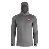First Lite Men’s Wick Hoody - Merino Wool Ultralight Camo Hunting Base Layer, Quick Dry, UV Protection Hunting Clothing, Ash Grey, Medium