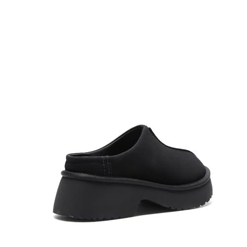 DREAM PAIRS Women's Platform Mules Faux Suede Slip on Memory Foam Non-Slip Lightweight Closed Toe Clogs Slippers Shoes,Size 8.5,Black,DWUMMU2507