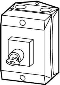 Eaton 207063 Ein-aus-Schalter, 2-polig, 20 A, Schlüsselbetätigung S-T0, Frontschild 0-1, 90 Grad, Rastend, Aufbau, P