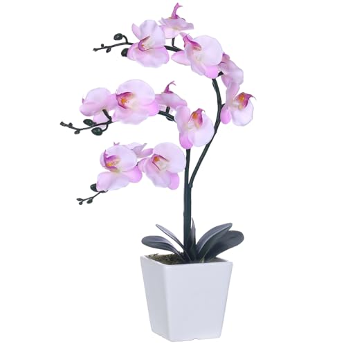 YSZL 15" Tall Artificial Silk Phalaenopsis Orchid Flower Plant Pot