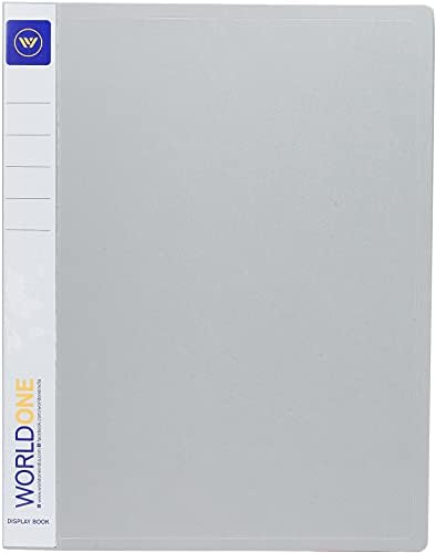 Worldone A4 Display Book File Folder | 60 Top Loading Clear Pockets | 1 mm Virgin PP | Display File for Presentations, Documents, Reports | Grey | Pack of 1