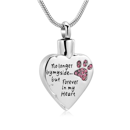 VCCWYQK Urn Necklace for Ashes Personalized Urn Pendant Heart Necklace Pets Paw Print Keepsake Waterproof Memorial Gifts for Dogs