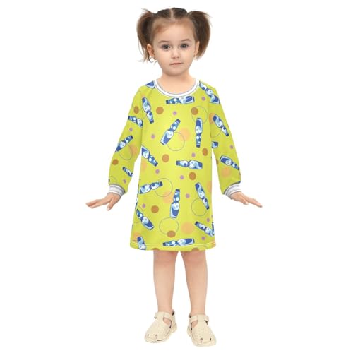 Carbonat Drink Girls Dresses Long Sleeve Sweatshirt Dress for Girls Winter Toddler Casual A Line Dresses Size 2-8T4