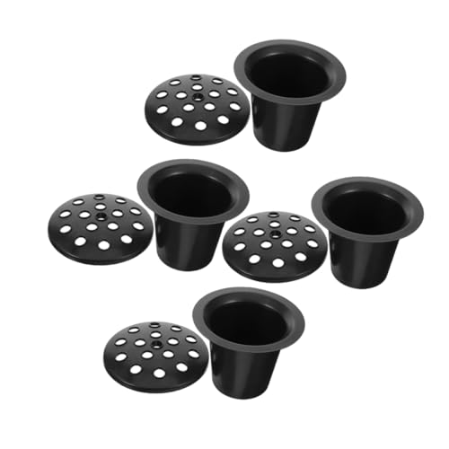 Kisangel 4piezas Jarrón Conmemorativo para Tumbas Pedestal De Loto Negro De Orificios Soporte para Flores De Cementerio para Adoración y Decoración De Tumbas