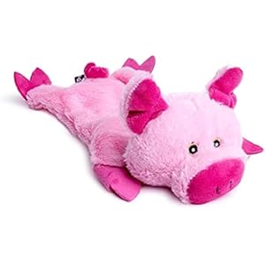 Petface Farmyard Buddies Crinkle Flat Pig Plush Dog Toy with Built-In Squeaker (Pack of 1)