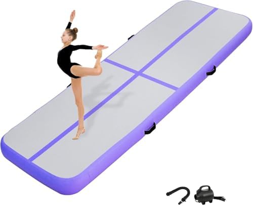 KIKILIVE 10/20CM Hoch Gymnastikmatte Tumbling Matte, 2/3/4/5/6M Aufblasbar Gymnastik Track Matte Air Turnmatte mit Luftpumpe Aufblasbare Sportmatte für Fitness/Outdoor/Yoga/Trainin