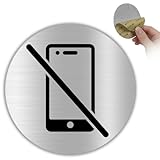 LEIASA | Aufkleber Handy Verboten Schild - Stärke 0,8 mm - Durchmesser Ø 100 mm - Aluminium - Verbotsschild Kein Handy - Hinweis Nicht Telefonieren - (Nicht mobil)